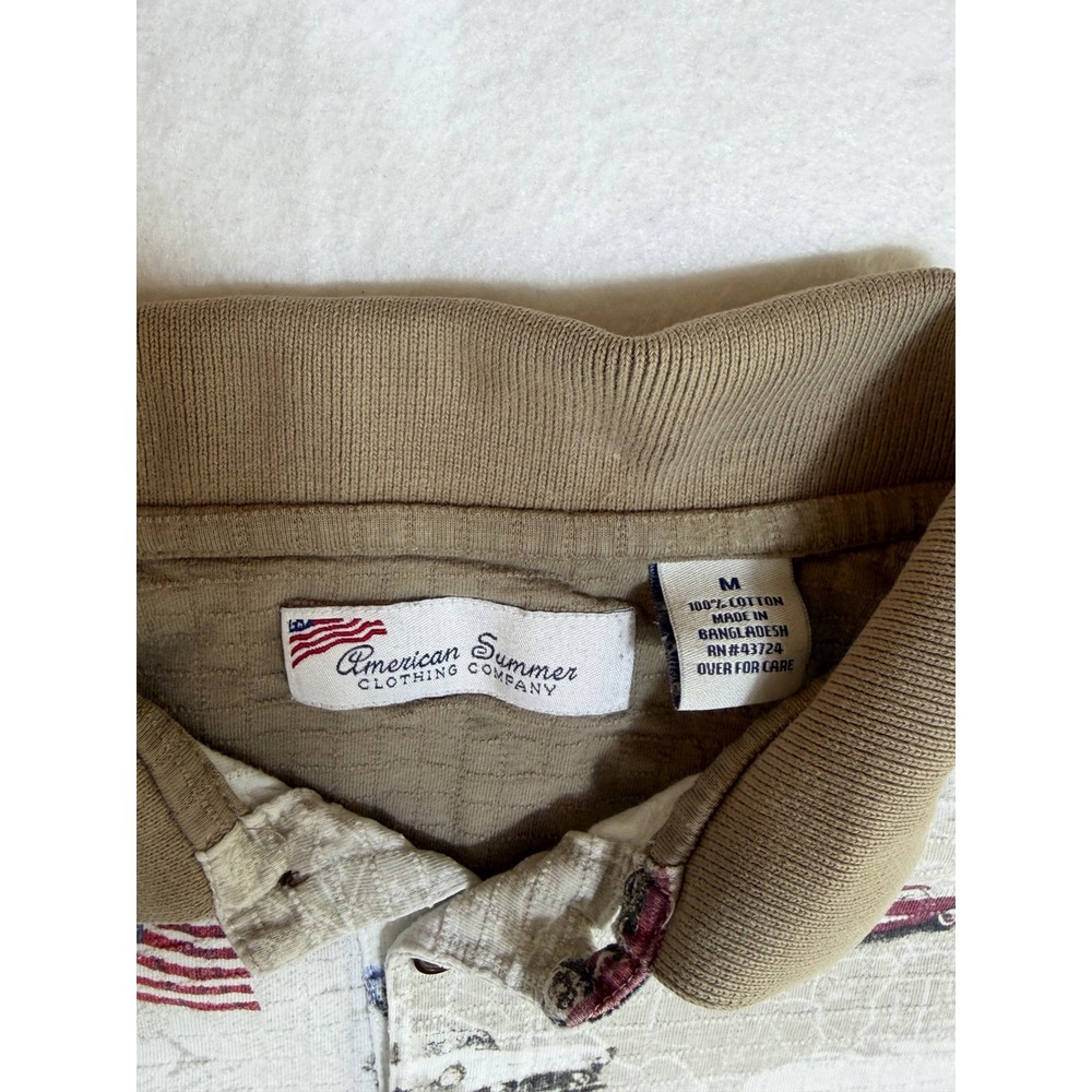 American‎ Summer Clothing Company Mens M Polo Shirt Classic Cars USA Flags Map - Picture 3 of 8